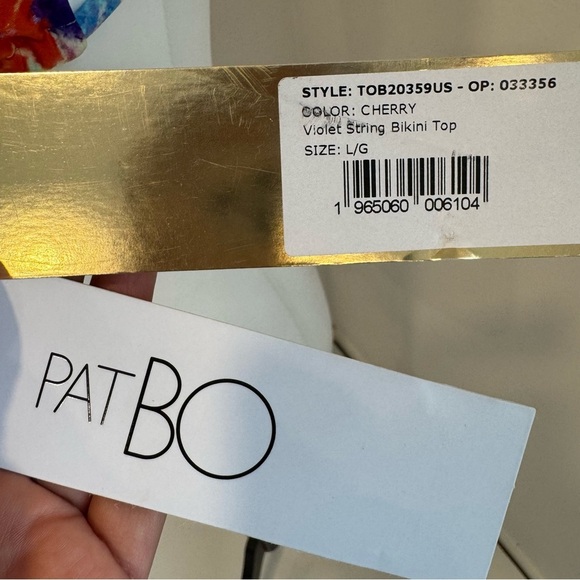 PatBO Violet String Bikini Top Cherry Large - Picture 3 of 7